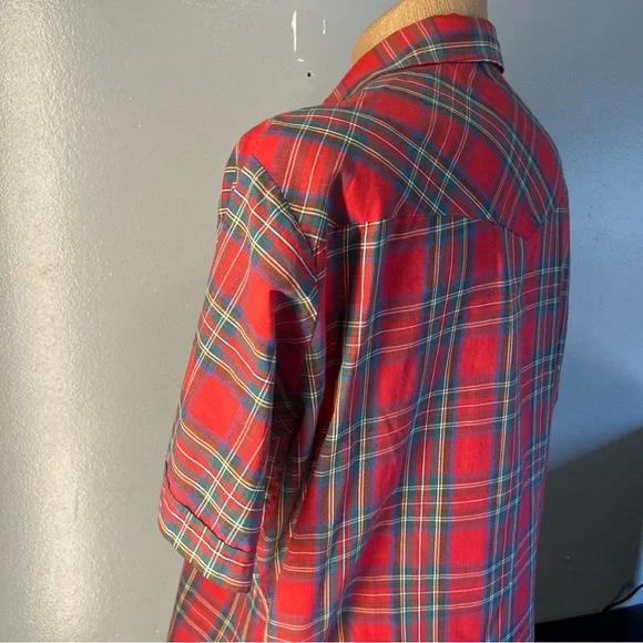 Ely Cattleman Western Red Plaid Shirt Mens XL Pearl Snap Vintage - Picture 10 of 11